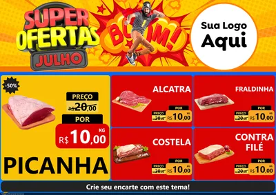 Modelo de Encarte para Encarte A4 Horizontal com o tema Super Ofertas Julho para Açougue