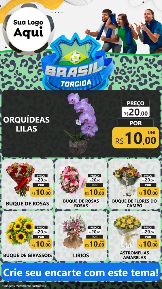Modelo de Rede Social para Stories com o tema Brasil Torcida - Copa para Floricultura e jardim