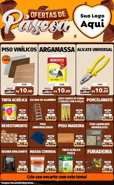 Modelo de Encarte para Encarte Grande com o tema Ofertas de Páscoa para Material para Construção