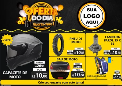 Modelo de Encarte para Encarte A4 Horizontal com o tema Oferta do Dia - Quarta Feira! para Moto peças