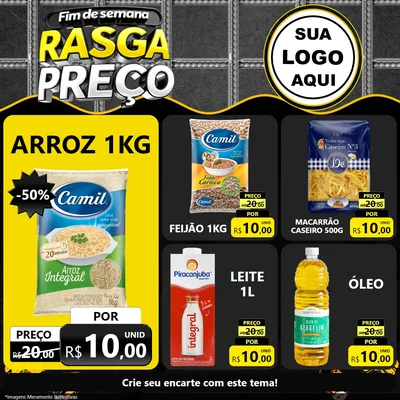 Modelo de Rede Social para Feed Facebook com o tema Fim de Semana Rasga Preço para Supermercado