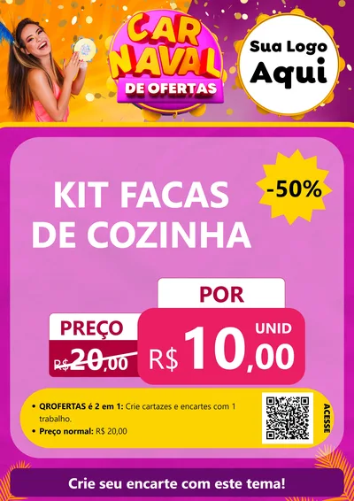 Modelo de Cartaz para Cartaz A4 Vertical com o tema Carnaval de Ofertas para Utilidades Domésticas