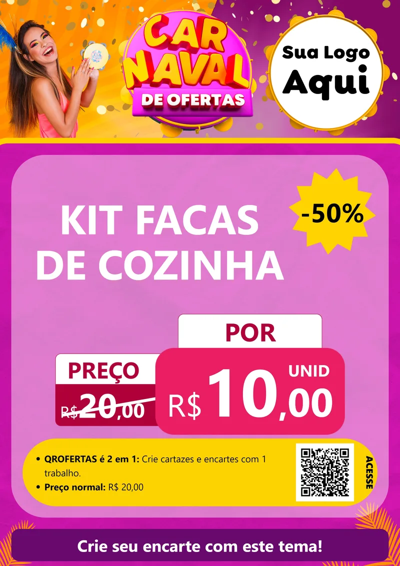 Modelo de Cartaz para Cartaz A4 Vertical com o tema Carnaval de Ofertas para Utilidades Domésticas