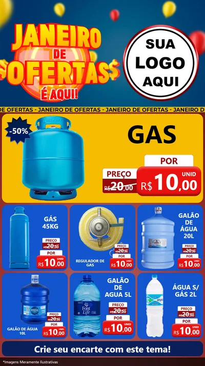Modelo de Rede Social para Stories com o tema Janeiro de Ofertas É Aqui! para Água e gás