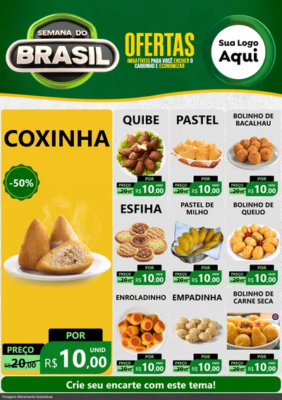 Modelo de Encarte para Encarte A4 Vertical com o tema Semana do Brasil para Salgadaria