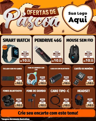 Modelo de Rede Social para Feed Instagram com o tema Ofertas de Páscoa para Informática