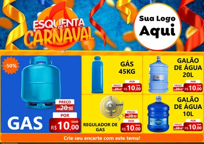 Modelo de Encarte para Encarte A4 Horizontal com o tema Esquenta de Carnaval para Água e gás