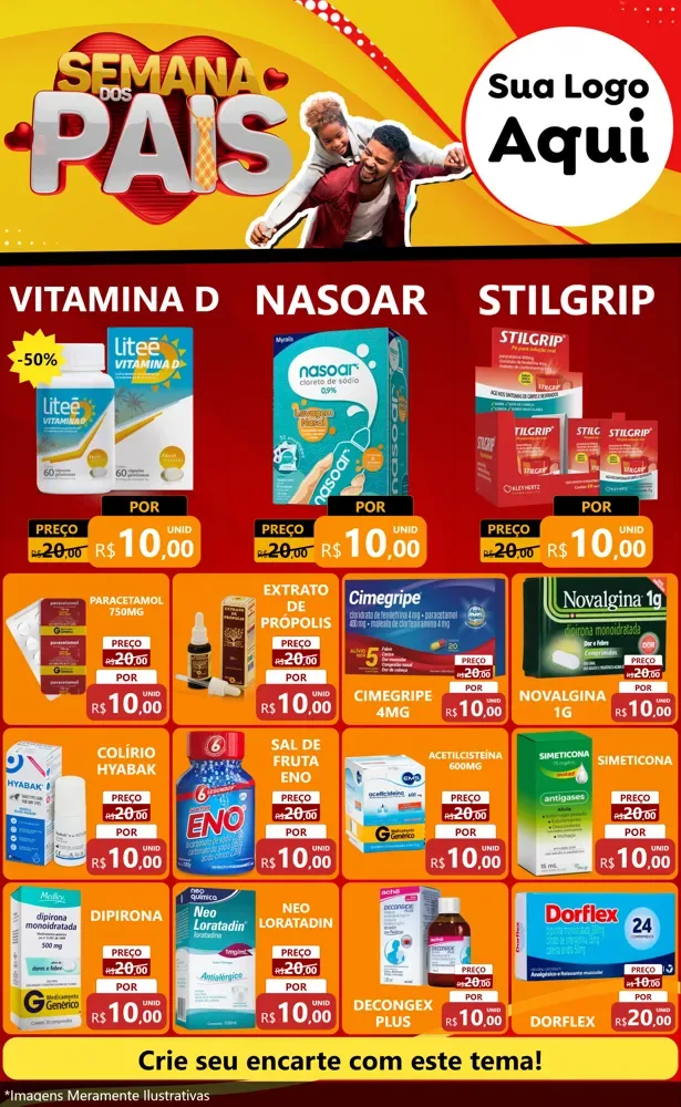 Modelo de Encarte para Encarte Grande com o tema Semana Dos Pais para Farmácia