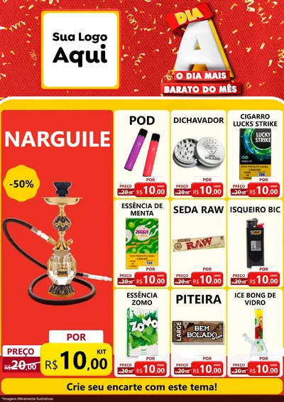 Modelo de Encarte para Encarte A4 Vertical com o tema Dia A o Dia Mais Barato do Mês para Tabacaria