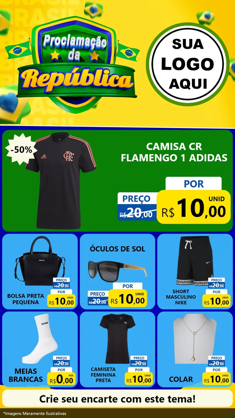 Modelo de Rede Social para Stories com o tema Proclamação da República para Roupas e acessórios