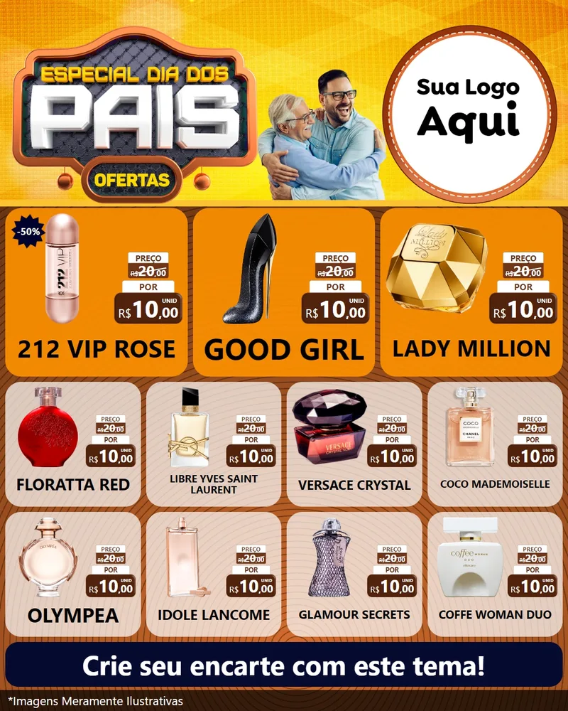 Modelo de Rede Social para Feed Instagram com o tema Especial Dia dos Pais para Perfumes