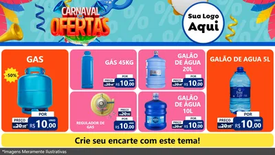 Modelo de TV para TV Horizontal com o tema Carnaval de Ofertas para Água e gás