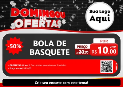 Modelo de Cartaz para Cartaz A4 Horizontal com o tema Domingou de Ofertas para Artigos Esportivos