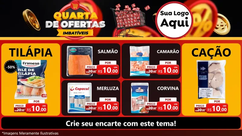 Modelo de TV para TV Horizontal com o tema Quarta de Ofertas Imbatíveis para Peixaria