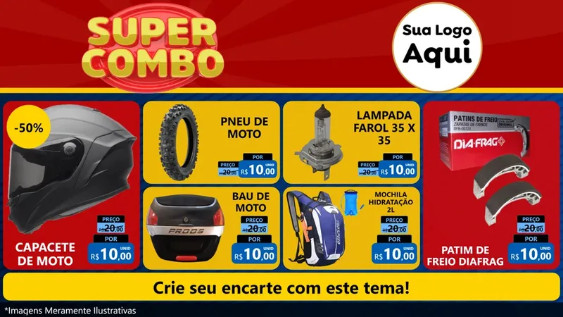 Modelo de TV para TV Horizontal com o tema Super Combo para Moto peças