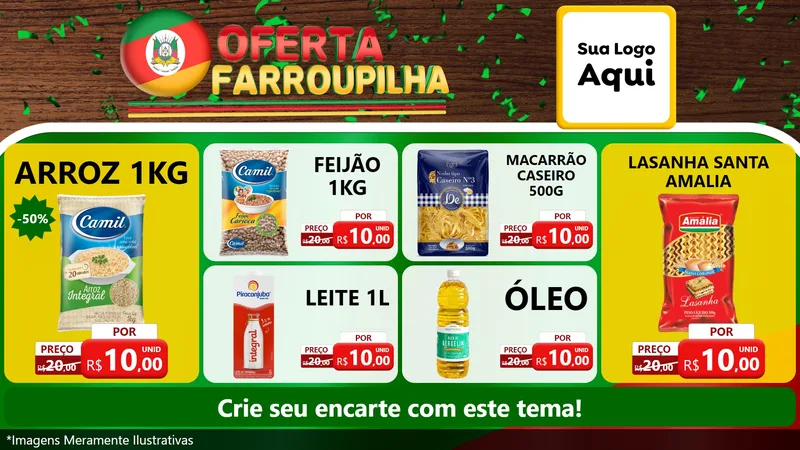 Modelo de TV para TV Horizontal com o tema Oferta Farroupilha para Supermercado