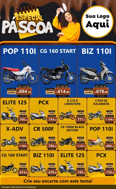 Modelo de Encarte para Encarte Grande com o tema Especial Páscoa para Concessionaria de Motos