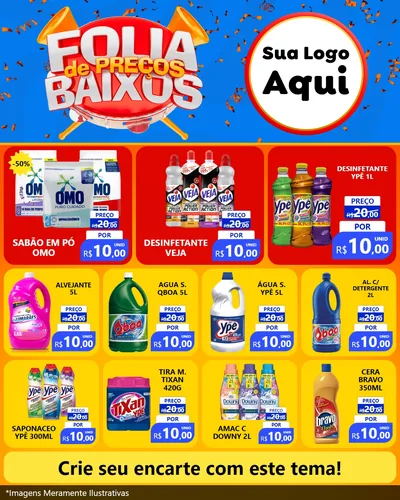 Modelo de Rede Social para Feed Instagram com o tema Folia de Preços Baixos para Produtos de Limpeza