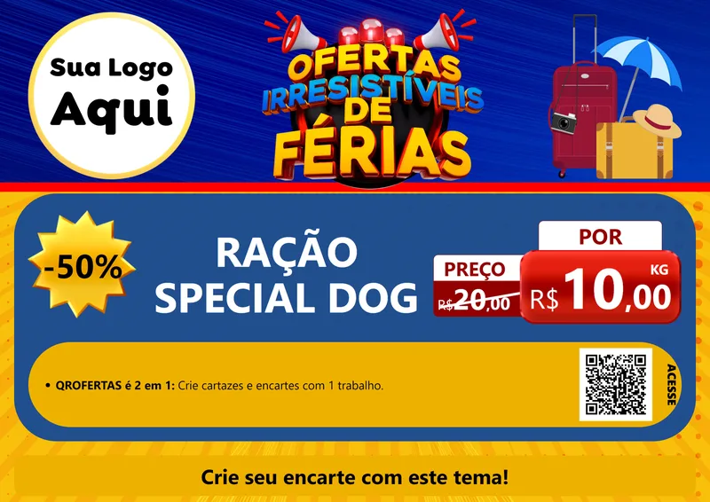 Modelo de Cartaz para Cartaz A4 Horizontal com o tema Ofertas Irresistíveis de Férias para Pet Shop