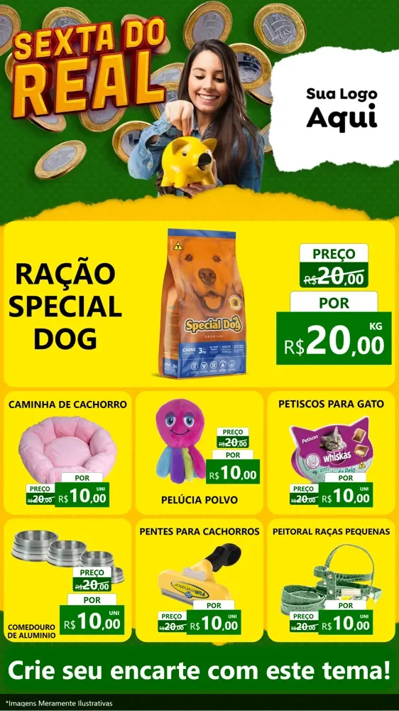 Modelo de Rede Social para Stories com o tema Sexta do Real para Pet Shop