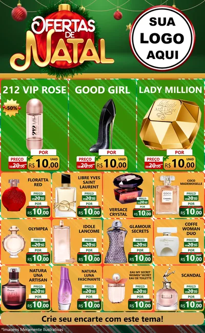 Modelo de Encarte para Encarte Grande com o tema Ofertas de Natal para Perfumes