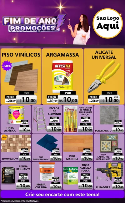Modelo de Encarte para Encarte Grande com o tema Fim de Ano Promoções para Material para Construção