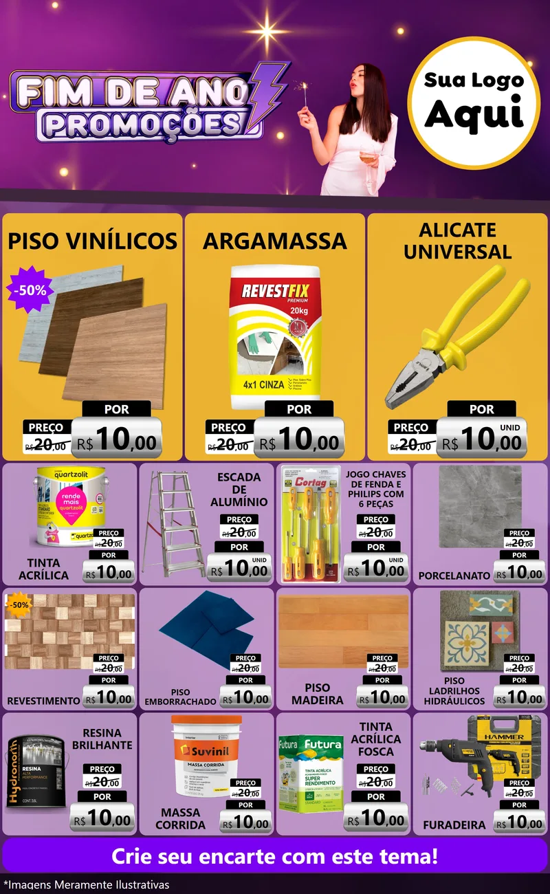 Modelo de Encarte para Encarte Grande com o tema Fim de Ano Promoções para Material para Construção