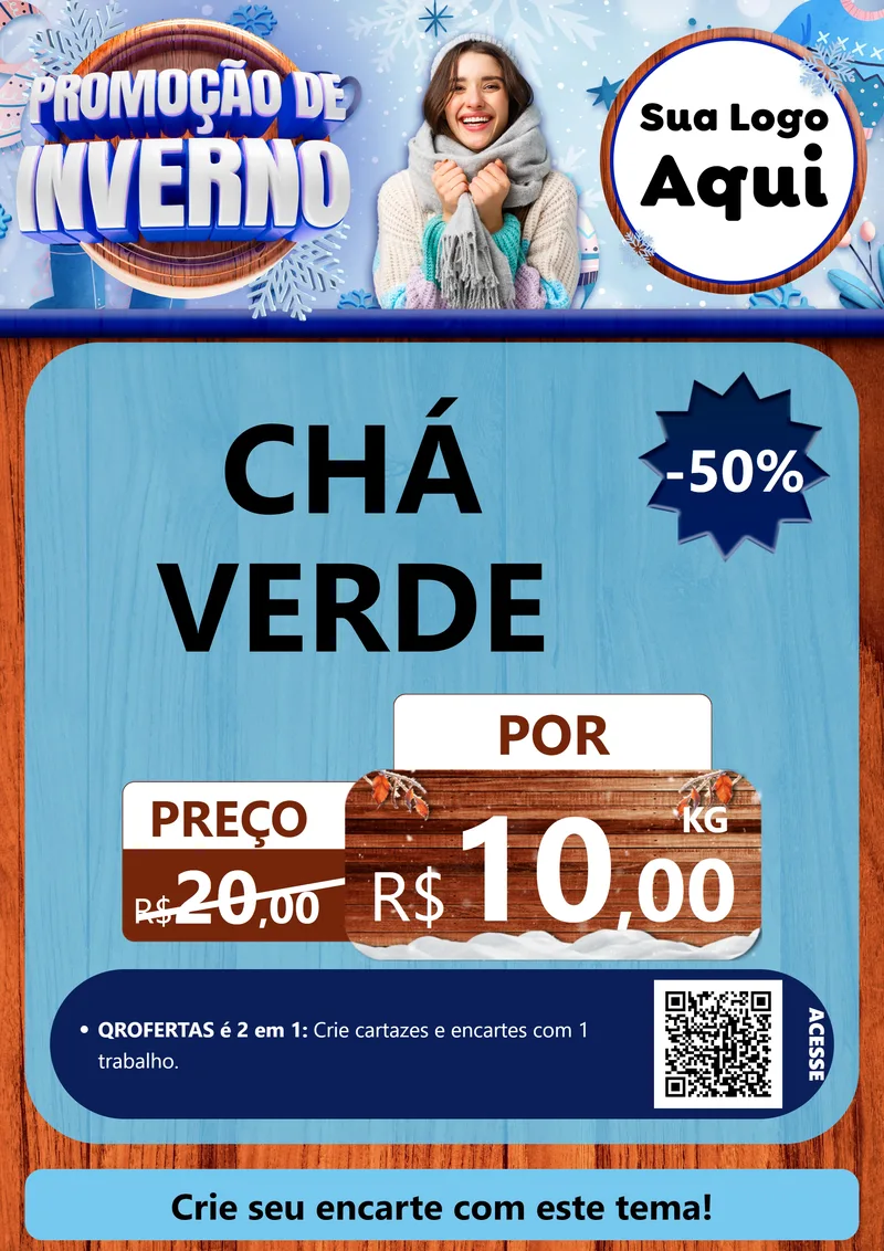 Modelo de Cartaz para Cartaz A4 Vertical com o tema Promoção de Inverno para Produtos Naturais