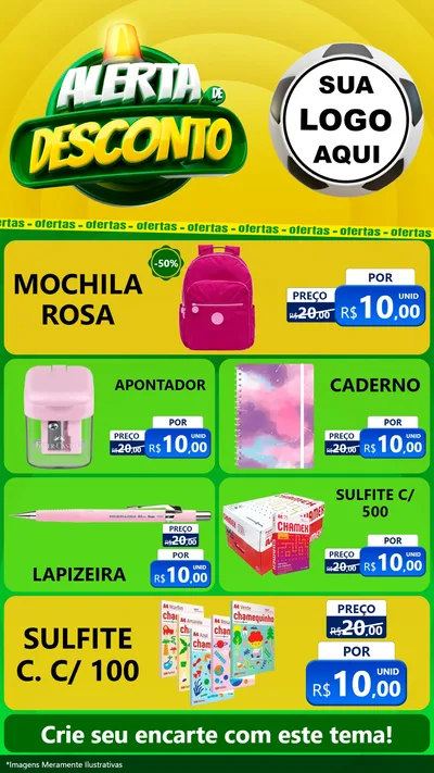 Modelo de TV para TV Vertical com o tema Alerta de Desconto para Papelaria