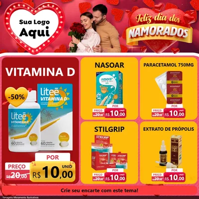 Modelo de Rede Social para Feed Facebook com o tema Feliz Dia Dos Namorados para Farmácia