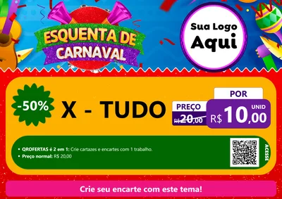 Modelo de Cartaz para Cartaz A4 Horizontal com o tema Esquenta de Carnaval para Hamburgueria