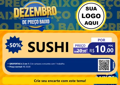 Modelo de Cartaz para Cartaz A4 Horizontal com o tema Dezembro de Preço Baixo para Comida japonesa