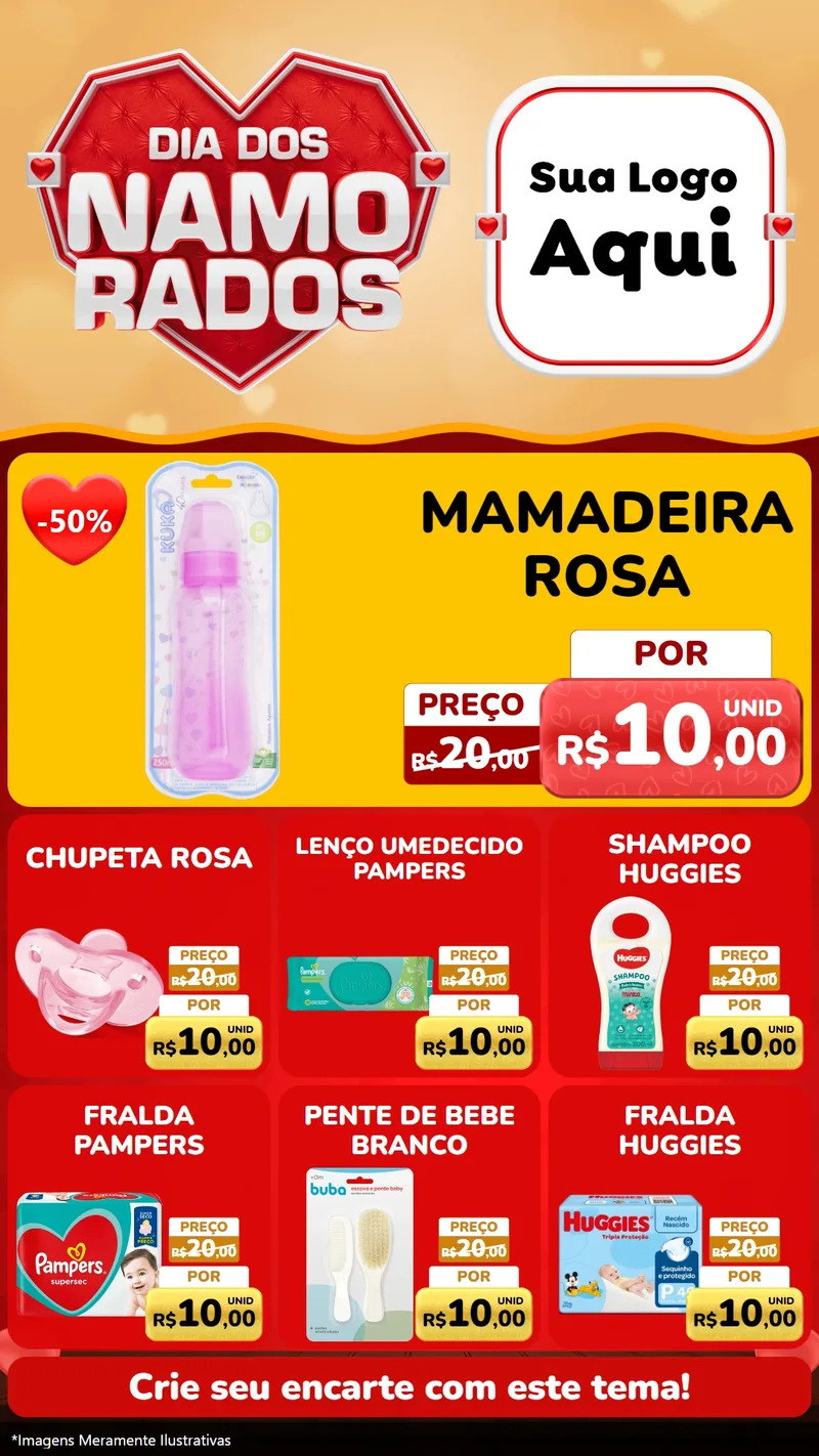 Modelo de Rede Social para Stories com o tema Dia dos Namorados para Bebês