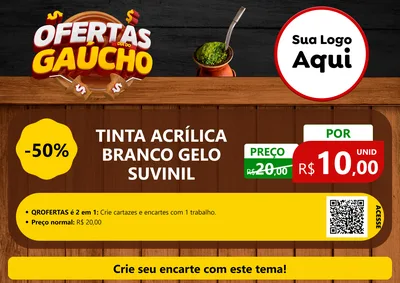 Modelo de Cartaz para Cartaz A4 Horizontal com o tema Ofertas Dia do Gaúcho para Tintas e Ferramentas