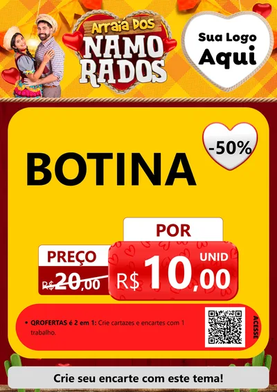 Modelo de Cartaz para Cartaz A4 Vertical com o tema Arraiá dos Namorados para Agropecuária