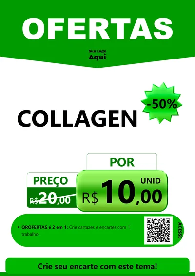 Modelo de Cartaz para Cartaz A4 Vertical com o tema Ofertas Verde Cartaz para Suplementos alimentares
