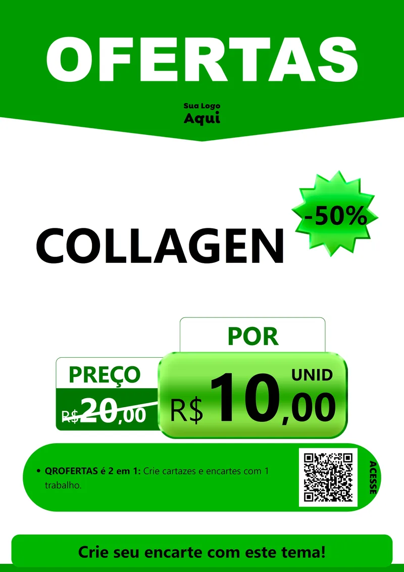 Modelo de Cartaz para Cartaz A4 Vertical com o tema Ofertas Verde Cartaz para Suplementos alimentares