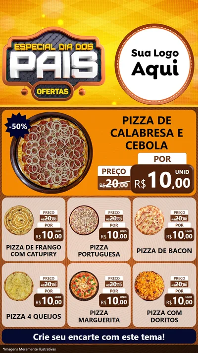 Modelo de Rede Social para Stories com o tema Especial Dia dos Pais para Pizzaria