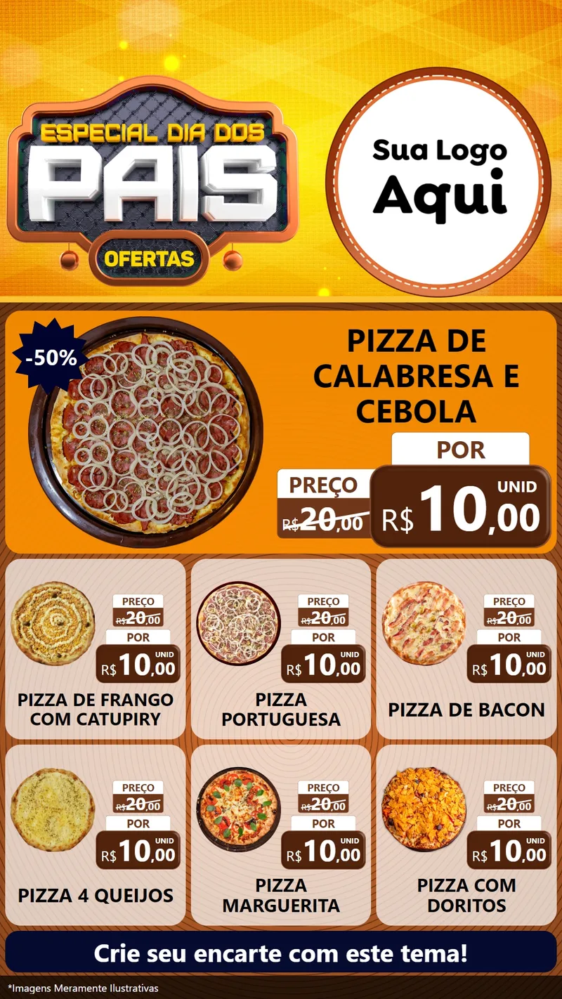 Modelo de Rede Social para Stories com o tema Especial Dia dos Pais para Pizzaria