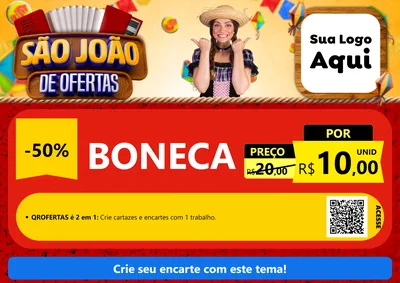 Modelo de Cartaz para Cartaz A4 Horizontal com o tema São João de Ofertas para Brinquedos