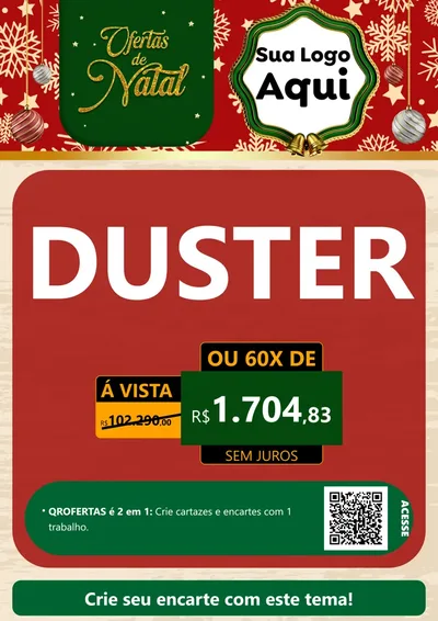 Modelo de Cartaz para Cartaz A4 Vertical com o tema Natal de Ofertas para Concessionaria de Carros