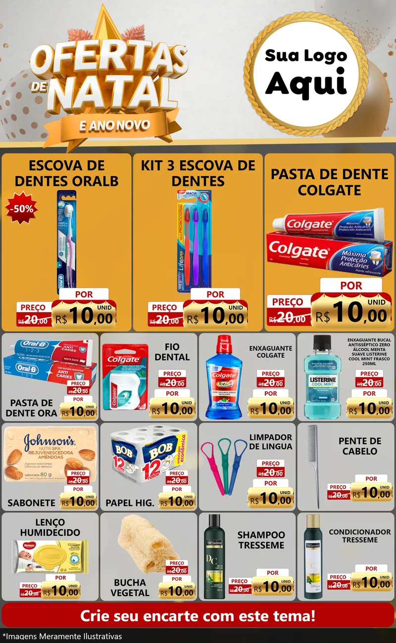 Modelo de Encarte para Encarte Grande com o tema Ofertas De Natal E Ano Novo para Higiene Pessoal
