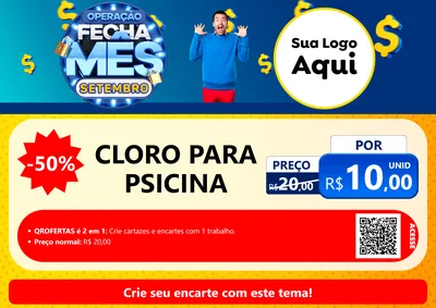 Modelo de Cartaz para Cartaz A4 Horizontal com o tema Operação Fecha Mês Setembro para Produtos para Piscina