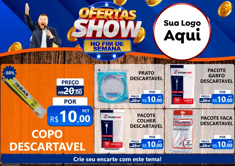 Modelo de Encarte para Encarte A4 Horizontal com o tema Ofertas Show No Fim De Semana para Embalagens