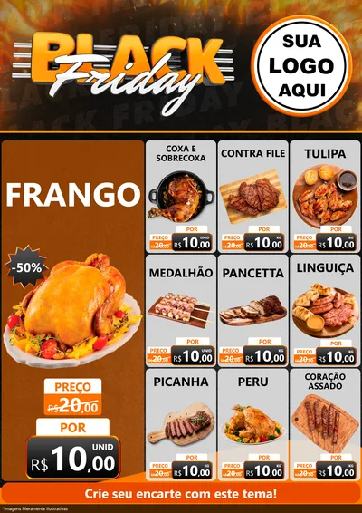 Modelo de Encarte para Encarte A4 Vertical com o tema Black Friday para Assados