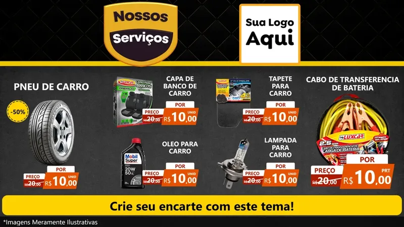 Modelo de TV para TV Horizontal com o tema Nossos Serviços para Auto peças