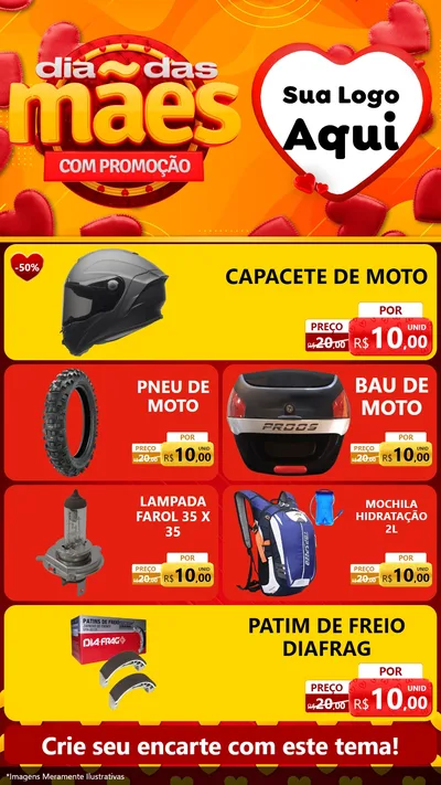 Modelo de TV para TV Vertical com o tema Dia das Mães com Promoção para Moto peças