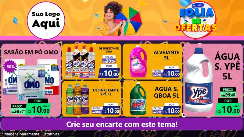 Modelo de TV para TV Horizontal com o tema Folia de Ofertas para Produtos de Limpeza