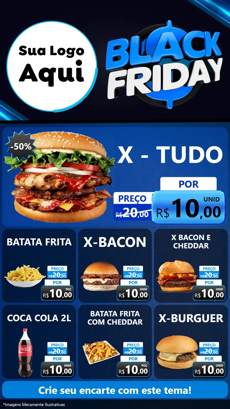 Modelo de Rede Social para Stories com o tema Black Friday para Hamburgueria