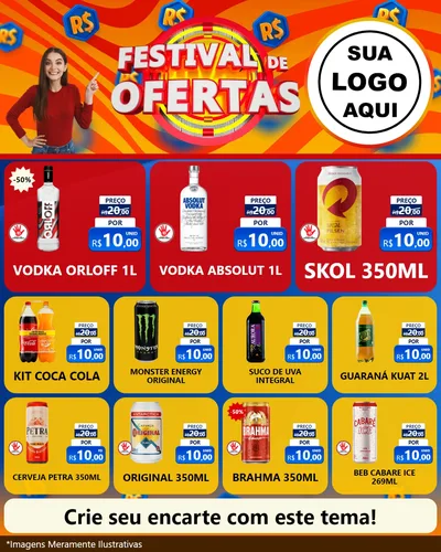 Modelo de Rede Social para Feed Instagram com o tema Festival de Ofertas para Distribuidora de bebidas